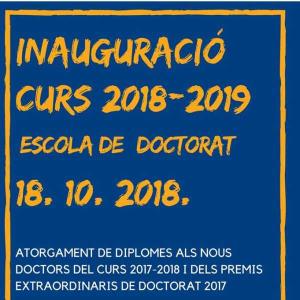 Acte Inauguració del curs acadèmic 2018-2019 de l'Escola de Doctorat