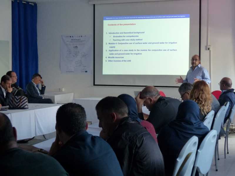 Presentació del Dr. Gerard Arbat durant la reunió de llançament del projecte a Tunísia amb  investigadors de les institucions participants.