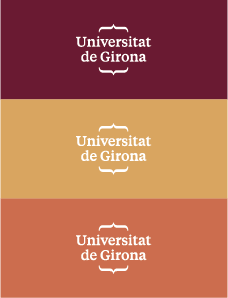 Marca blanca UdG sobre gama de colores terrosos y granas