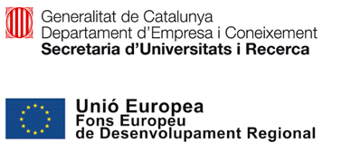 Logo of Government of Catalonia Ministry of Business and Knowledge Secretariat University and Research and logo of European Union Regional Development Fund