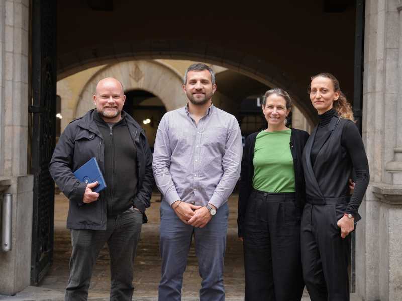 regidor d’Acció Climàtica de l’Ajuntament de Girona, Sergi Cot Cantalosella; la copresidenta de Research and Degrowth i investigadora del CSIC, Marta Conde; la investigadora i membre del Grup de Recer