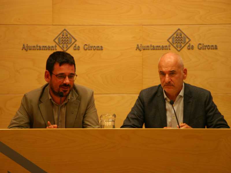 Lluc Salellas i Quim Salvi a la rosa de premsa posterior a la reunió bilateral