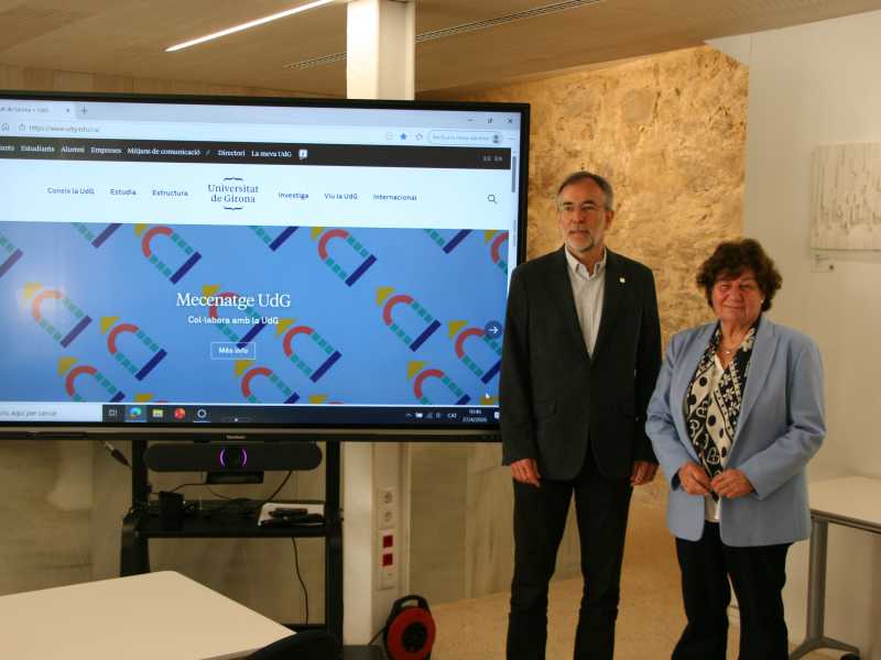El rector de la UdG, Josep Calbó, i la presidenta del Consell Social de la UdG, Assumpció Vila.