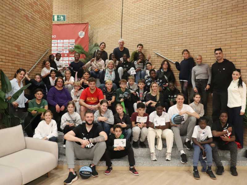 Trobada amb els jugadors del primer equip del Bàsquet Girona Mindaugas Susinskas i Martinas Geben