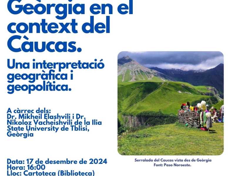 Conferència sobre el context geogràfic i geopolític de Geòrgia dins la regió del Caucas.