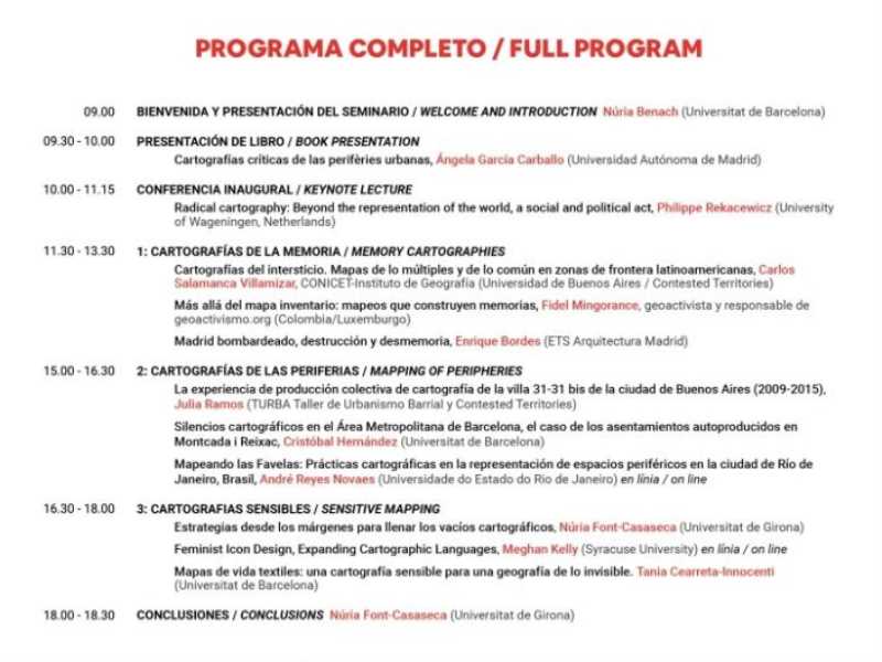 Horari detallat del seminari.