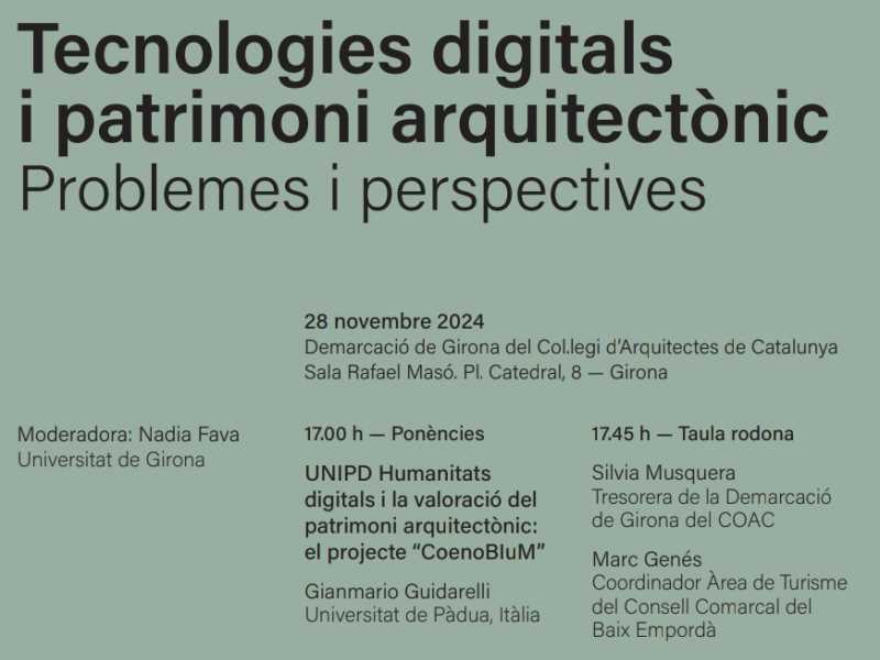 Seminari: -Tecnologies digitals i patrimoni arquitectònic: problemes i perspectives-