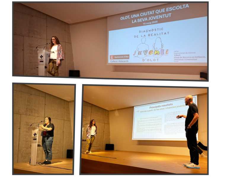 Carme Trull, Eduard Carrera i Mireia Sala participant a la jornada del dia 15 de maig