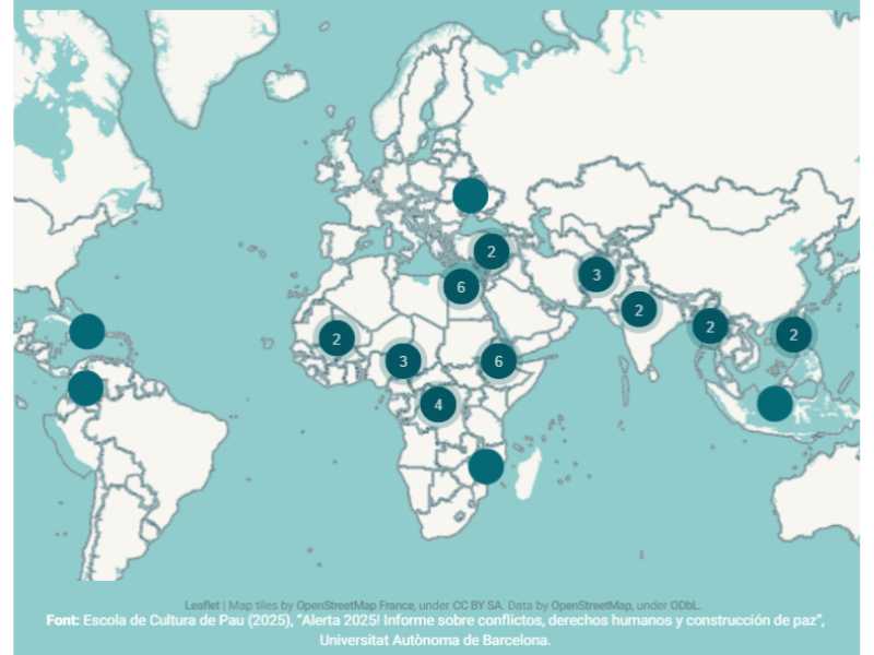 Mapa dels 37 conflictes