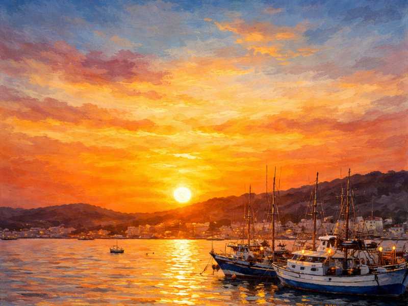 Una pintura d'un paisatge marítim