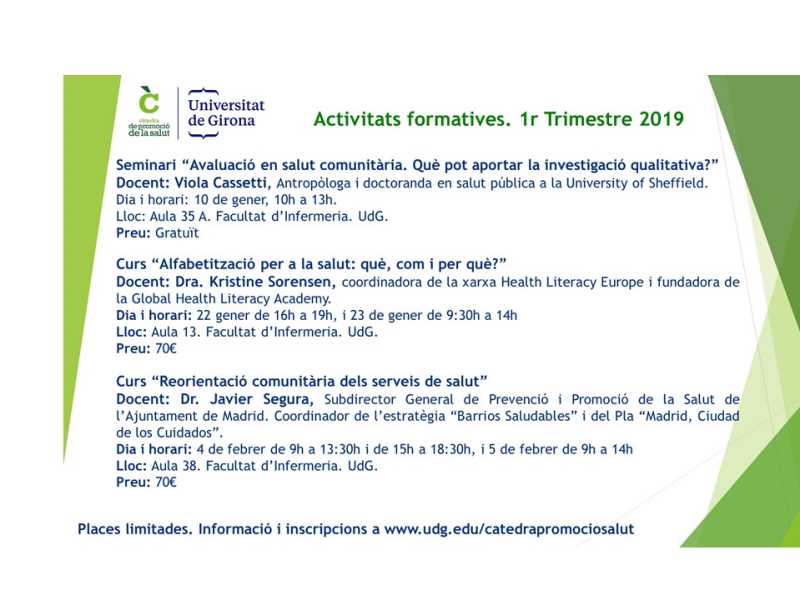 Activitats formatives primer trimestre 2019