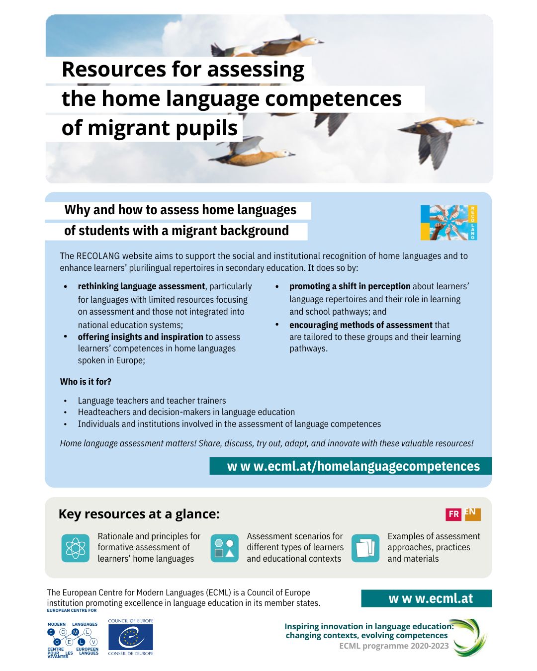 RECOLANG: “Resources for assessing the home language competences of migrant pupils”