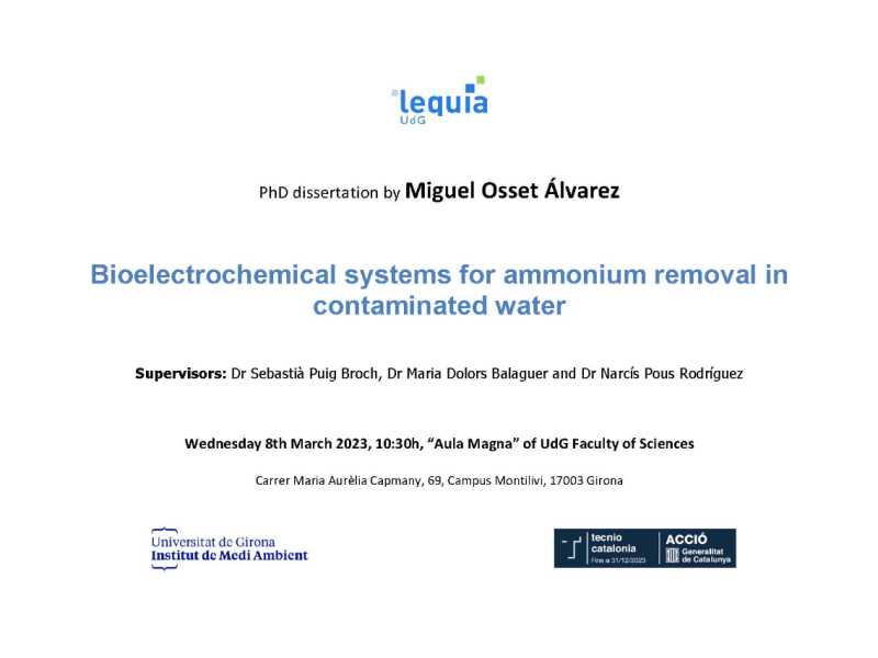 Bioelectrochemical systems for ammonium removal in contaminated water