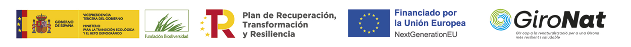 Logos: Gobierno de España Vicepresidencia Tercera i Ministerior Transformación ecólogica y reto demográfico; Fundación Biodiversidad; Plan de Recuperación Transformación y Resiliencia; NextGenerationEU; GiroNat