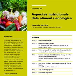 Jornada: Aspectes nutricionals dels aliments ecològics
