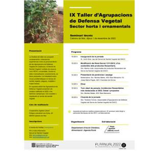 Seminari: IX Taller d’Agrupacions de Defensa Vegetal Sector horta i ornamentals
