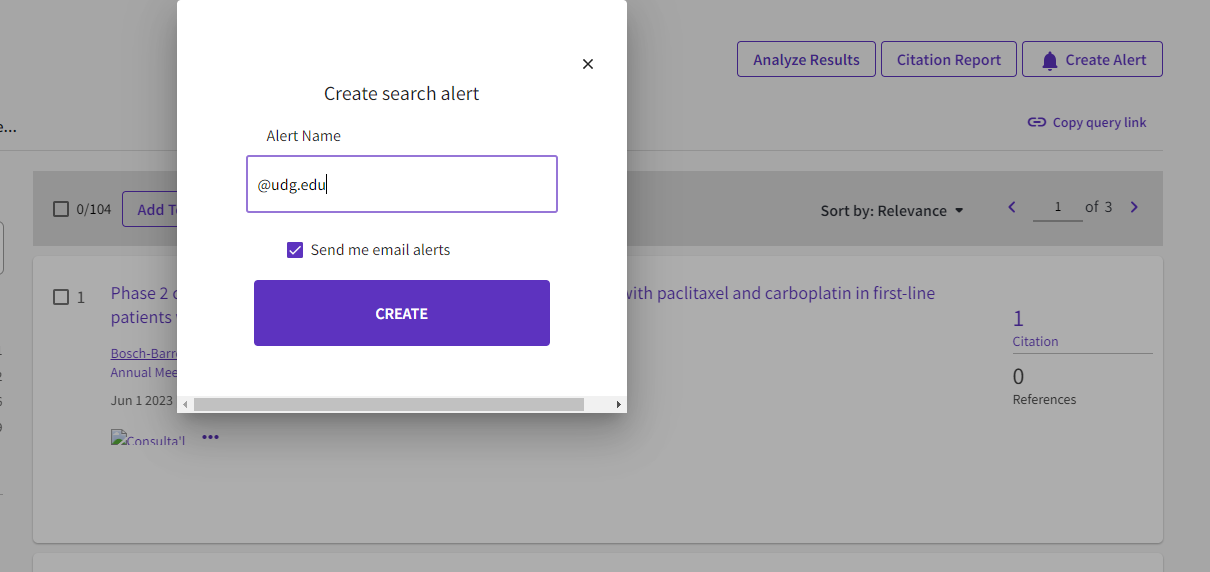 captura per crear l'alerta