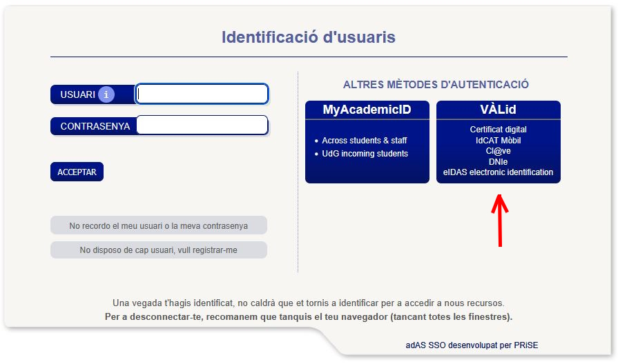 Identificació mitjançant VÀLid