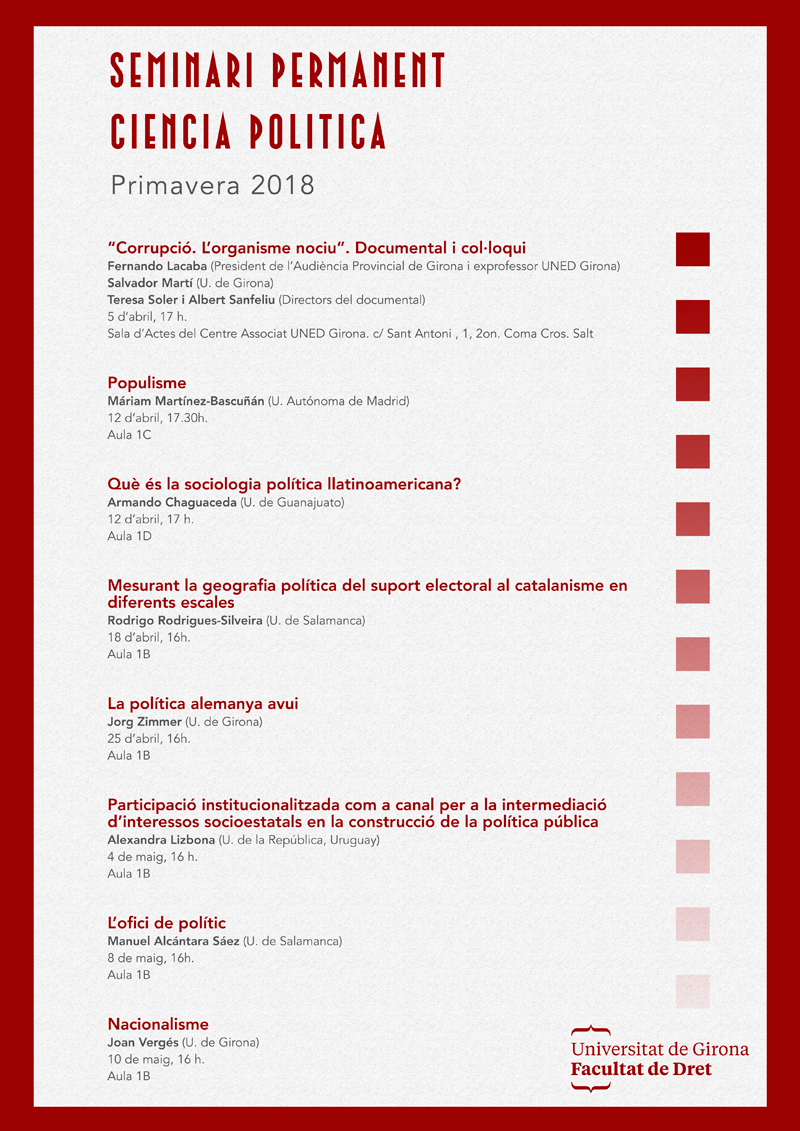 Seminari permanent Ciència Política abril-maig 2018