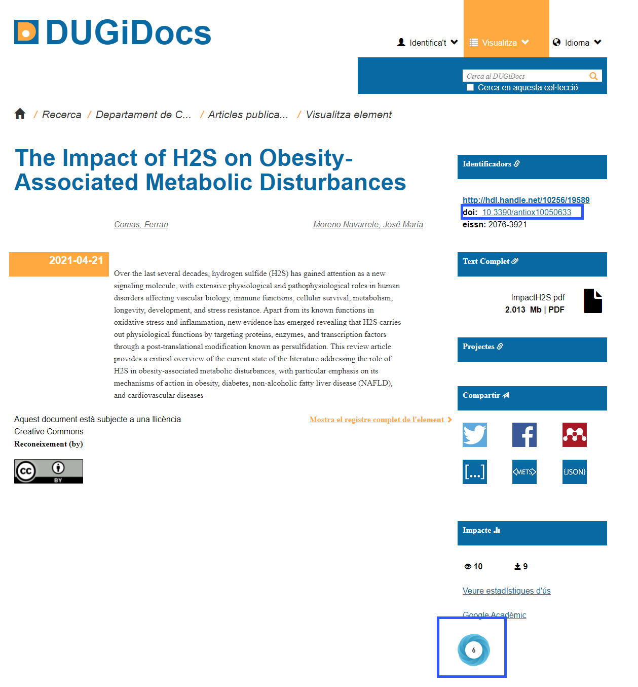 captura Dugidocs on es mostra el Doi captura Dugidocs on es mostra el Doi