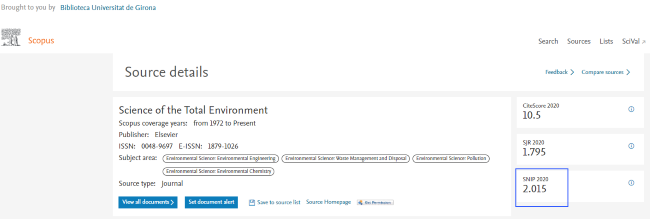 Detall de l'indicador de SNIP