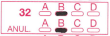 Fila 32 amb opció B marcada; fila inferior ANUL amb opció B marcada